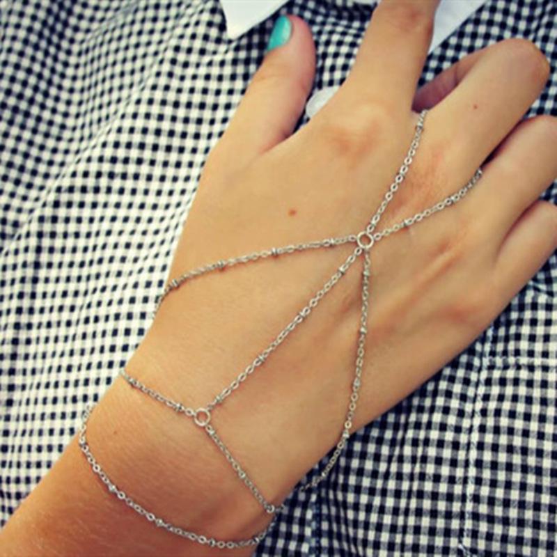 Европейский Креативный Браслет-Раб с Кристаллами и Цирконием: Женская квадратная цепочка с бусинами и соединением для пальца