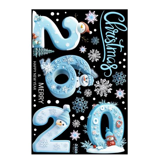 2026 Merry Christmas Window Cling Removable Waterproof PVC Winter Christmas Happy New Year Static Glass Sticker Holiday Party Decoration Decal