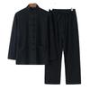 Men's Retro Chinese Style Cotton-Linen Long-Sleeve Tang Suit Hanfu Tai Chi Zen Top