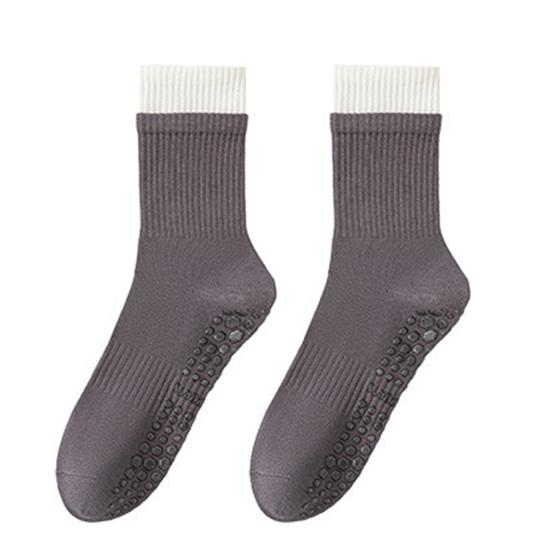 1 Pair Yoga Socks with Non-slip Gripper Breathable Moisture-Wicking Ballet Dance Fitness Pilates Athletic Gym Sports Mid-calf Socks