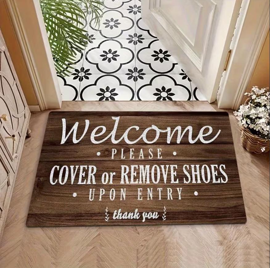 Rural Farmhouse Welcomes Non Slip Floor Mats with "please Put on Shoes and Take Off Shoes" Floor Mats. Thank You for Home Decor