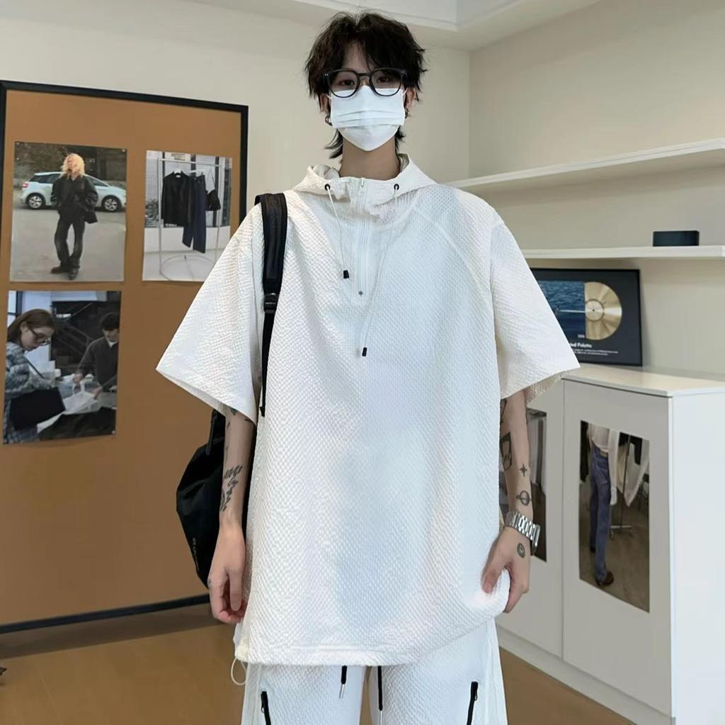 Солнцезащитный комплект из пенопластовой марли с капюшоном, комплект универсальной футболки с коротким рукавом свободного кроя