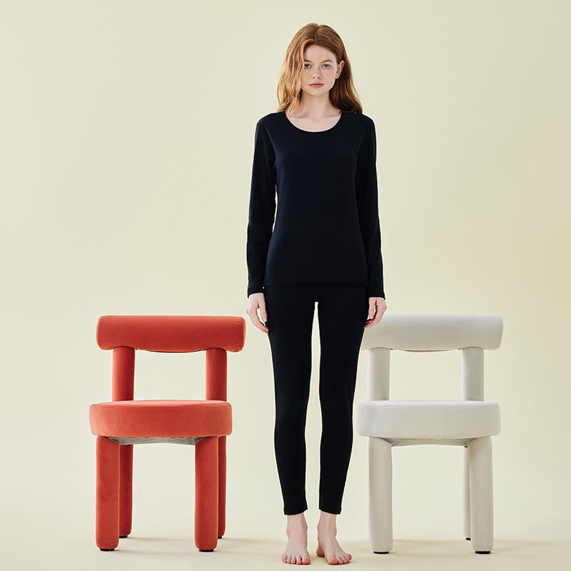 Комплект термобелья унисекс 250 г: Плотный, круглый вырез, начесанный чистый хлопок для осеннего тепла