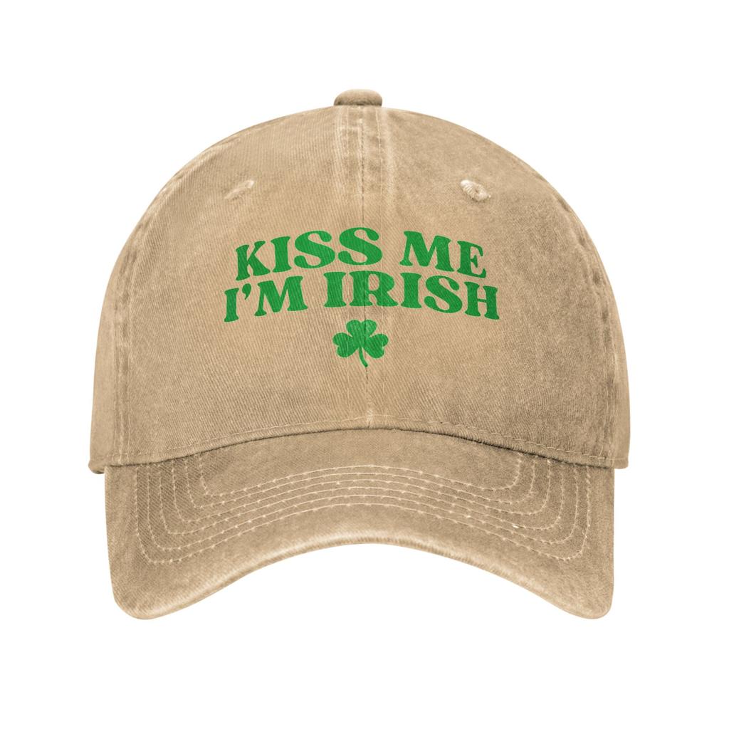 Summer Kiss Me Im Irish St Patricks Day Baseball Cap Sun Sunscreen Design Washed Trucker Hat Unisex Unisex Hippie Baseball Caps