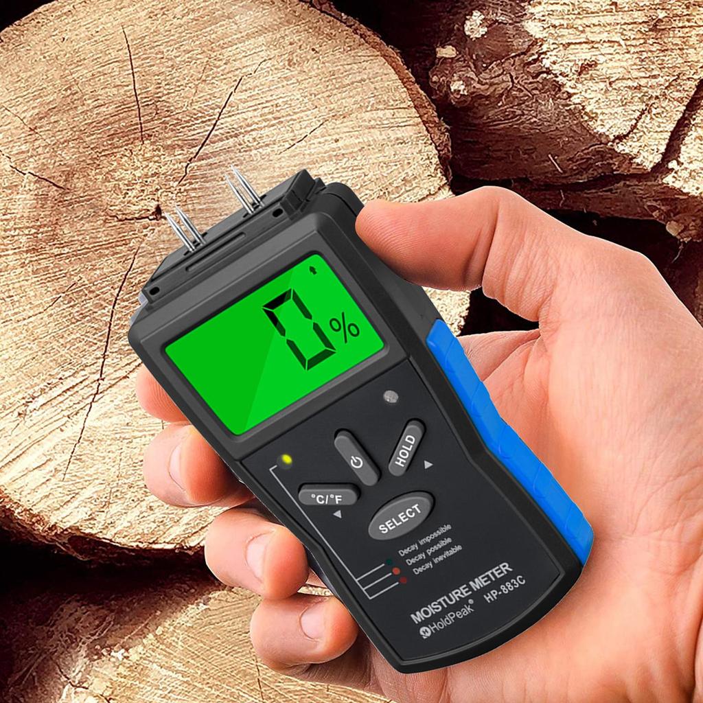 Прецизионный измеритель влажности древесины и закаленных материалов, диапазон 6%~42%/0,2%~2%, с датчиком температуры, ЖК-подсветкой, портативный