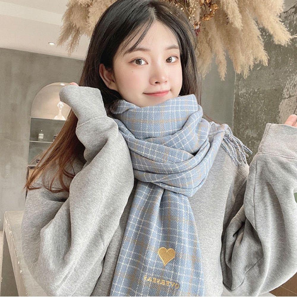Female Winter For Girls Autumn Grid Wraps Korean Style Shawls Knitted Shawls Plaid Scarves