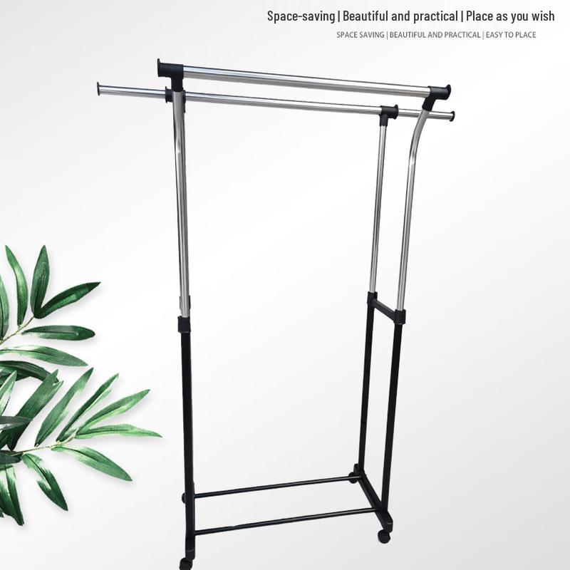 Adjustable Double-Pole Mobile Clothes Drying Rack