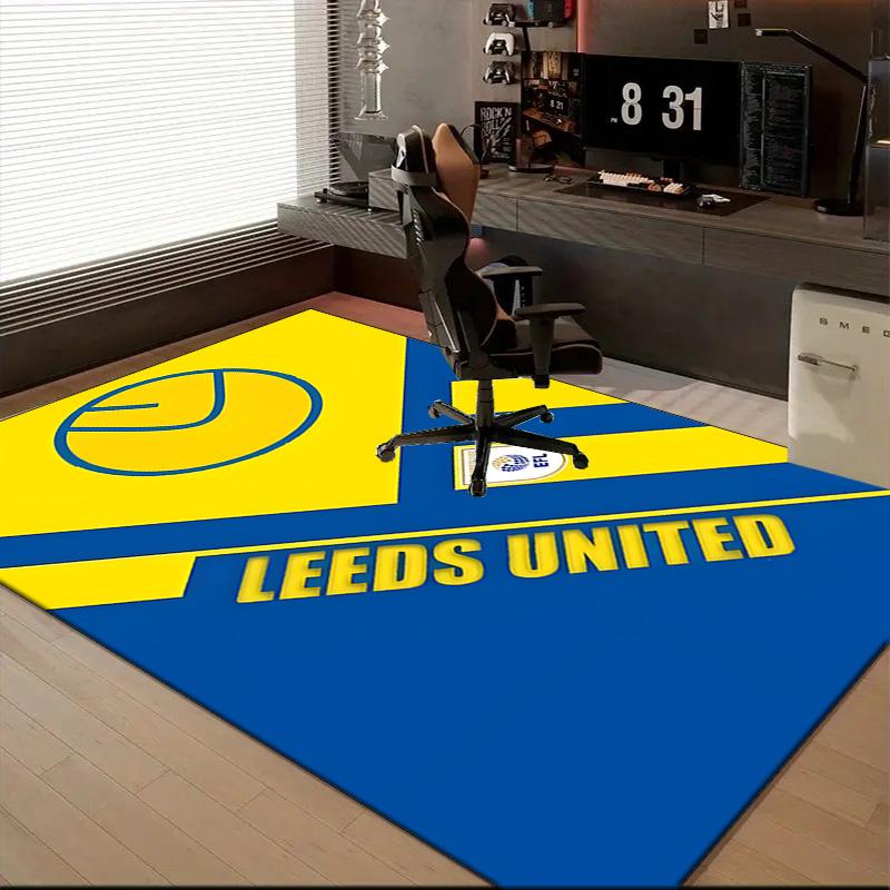 Leeds United Crest Design Rug Game Carpet, Floor Mat for Bedroom Living Room Entryway Rug, Home Decor Idea Gift for Christmas birthday