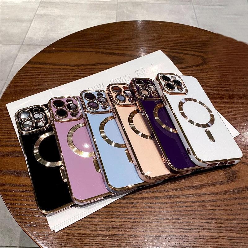 Для iPhone 16 Pro Max роскошный магнитный квадратный чехол для телефона с рамкой для iPhone 11 12 13 14 15 Plus защитный чехол для объектива