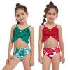 Toddler Girls Swimsuits Two-Pieces Bathing Suits Ruffled Crop Top And Floral Bottoms Quick Dry Swimwear Kids Sunsuit Tankini Suit 2-12T