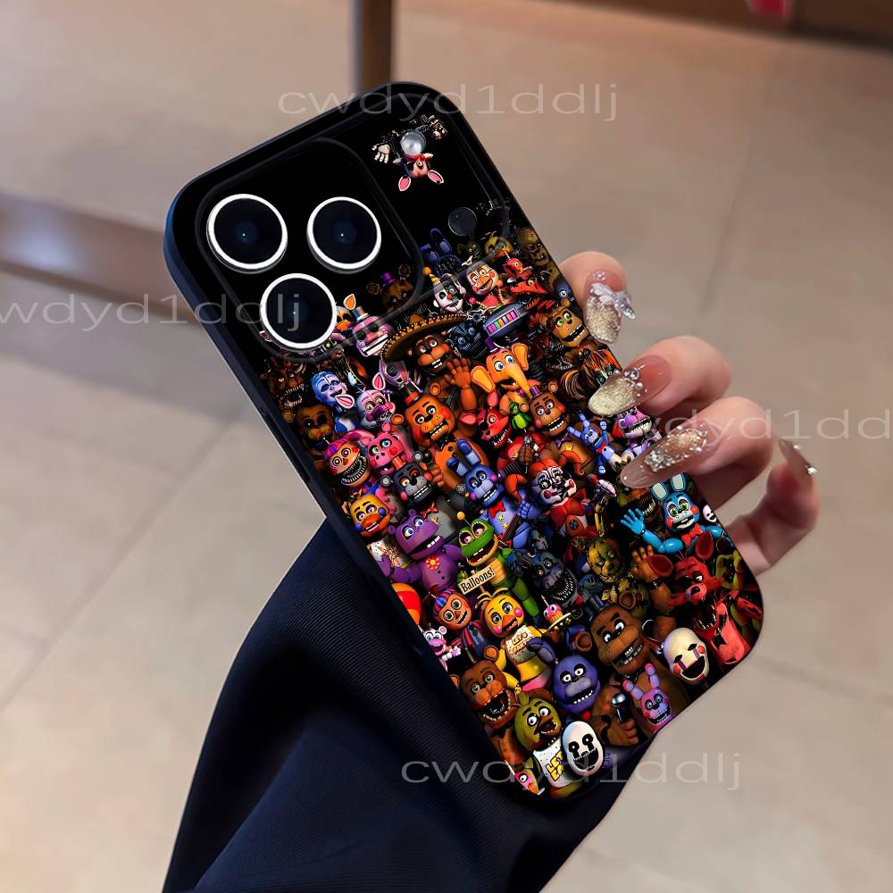 Fnaf Five-nights-At-Freddys For iPhone 17,16,15,11,12,14,13 Pro Max Mini XS,XR,7 Plus 16E Air Soft Black Dustproof Phone Case