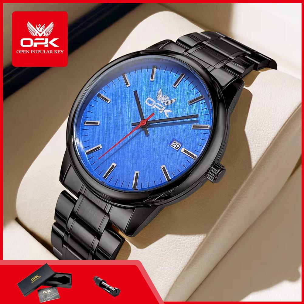 OPK 6030 Quartz Watches for Men Stainless Steel Waterproof Auto Date Man Wristwatch Simple Fashion Causal Men's Business Watches