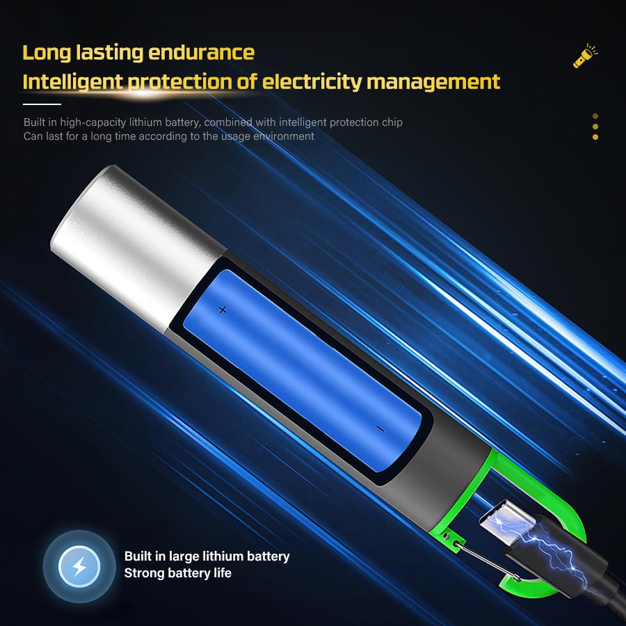 Мини портативный светодиодный фонарик USB перезаряжаемый с крючком масштабируемый фонарик для кемпинга и пешего туризма дальнего действия аварийный фонарь