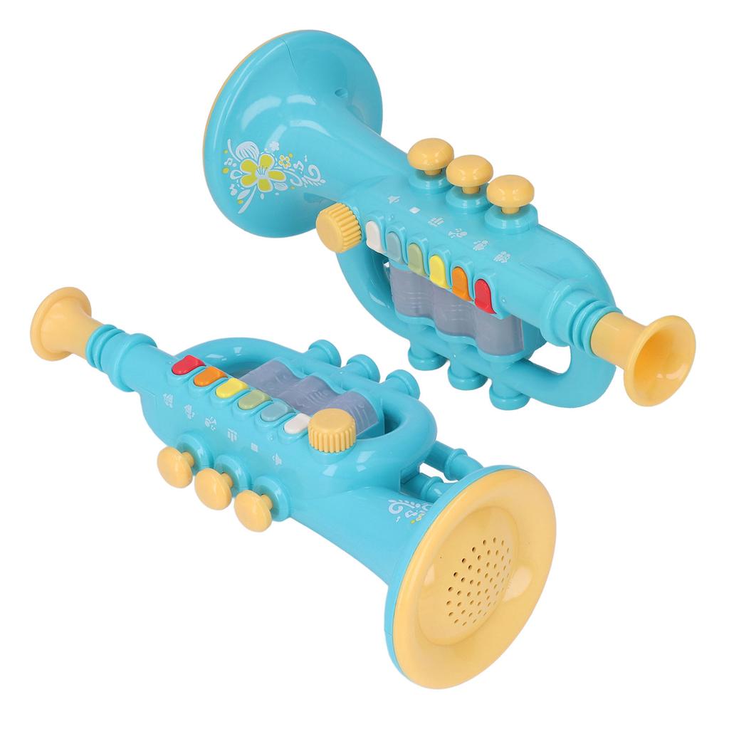 Horn Toy Simulation Design Dynamic Lighting Effect Musical Instrument Horn Toy Gift with Lanyard for 3 Years Old