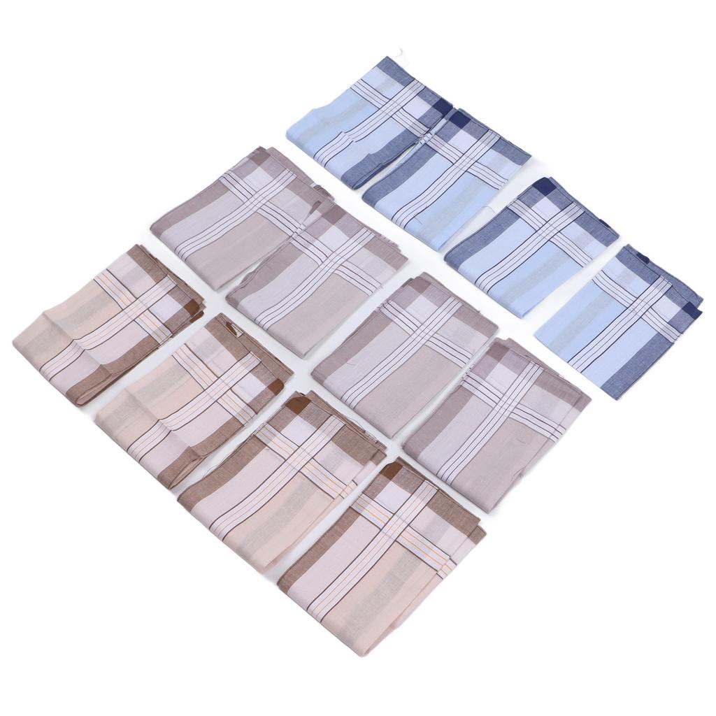 12 Pcs 40cm Cotton Men Handkerchiefs Elderly Handkerchief Sweat Absorbent Handkerchiefs Set