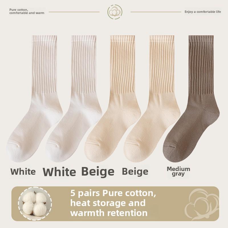 5 пар мужских осенне-зимних носков из чистого хлопка и ворса, утолщенных, теплых, спортивных, дезодорирующих, антибактериальных, шерстяных, с кольцами