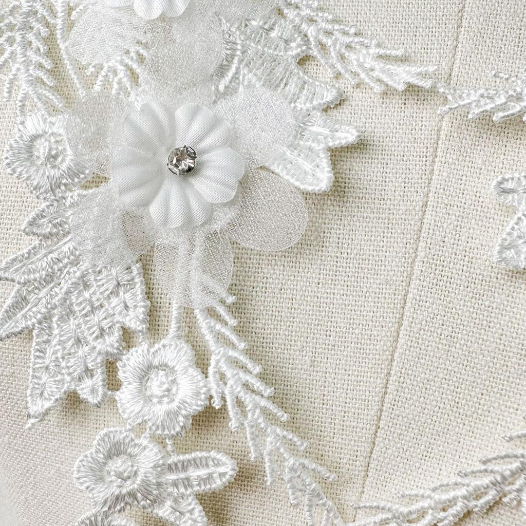 Polyester Lace Pair Flower, Flower Piece Bead Diamond Lace Cloth Sticker Headscarf Women'S Clothing Children'S Clothing Diy Jewelry Accessories