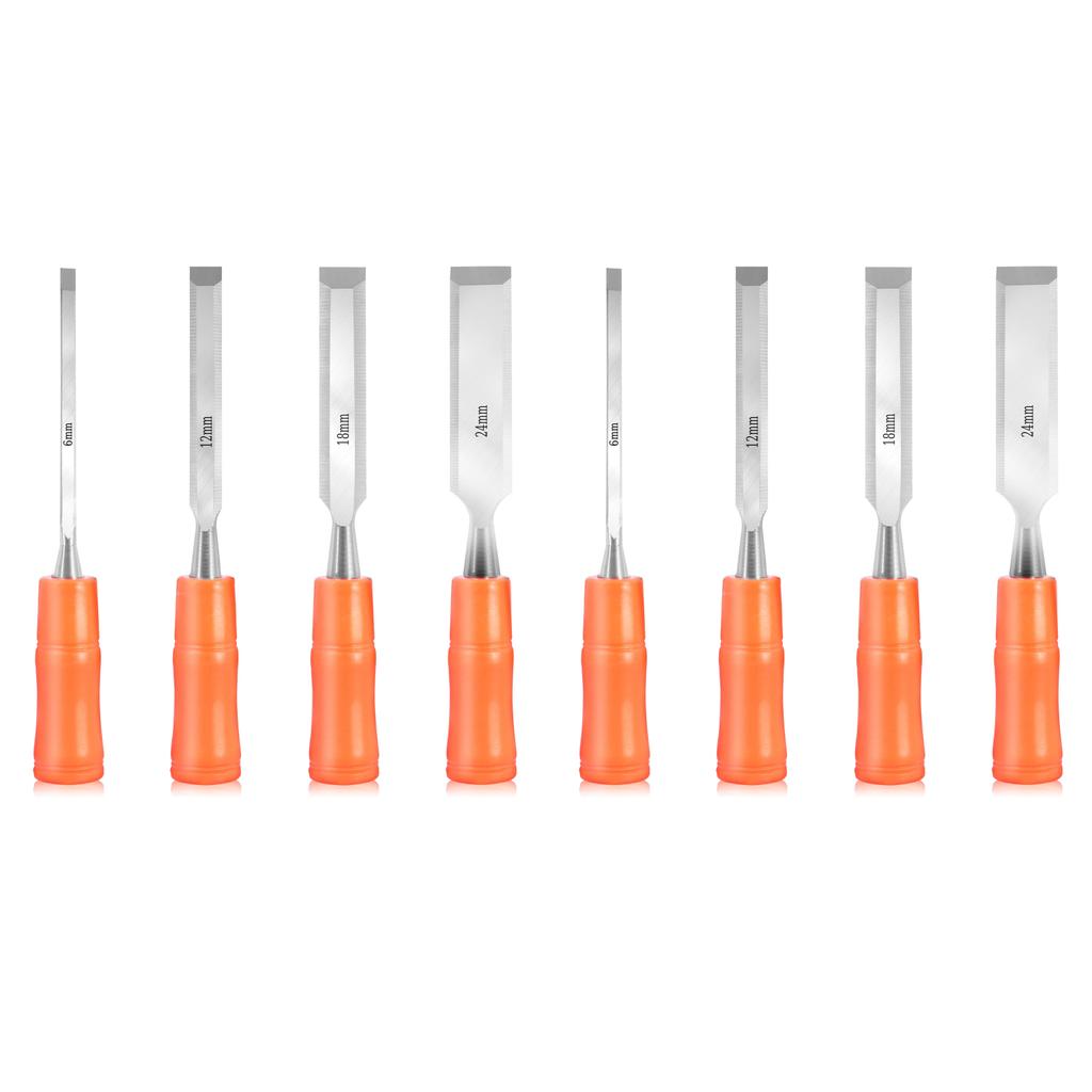 4 шт. стамески по дереву из углеродистой стали со скошенными лезвиями 6/12/18/24 мм, прочные ручные инструменты для деревообработки