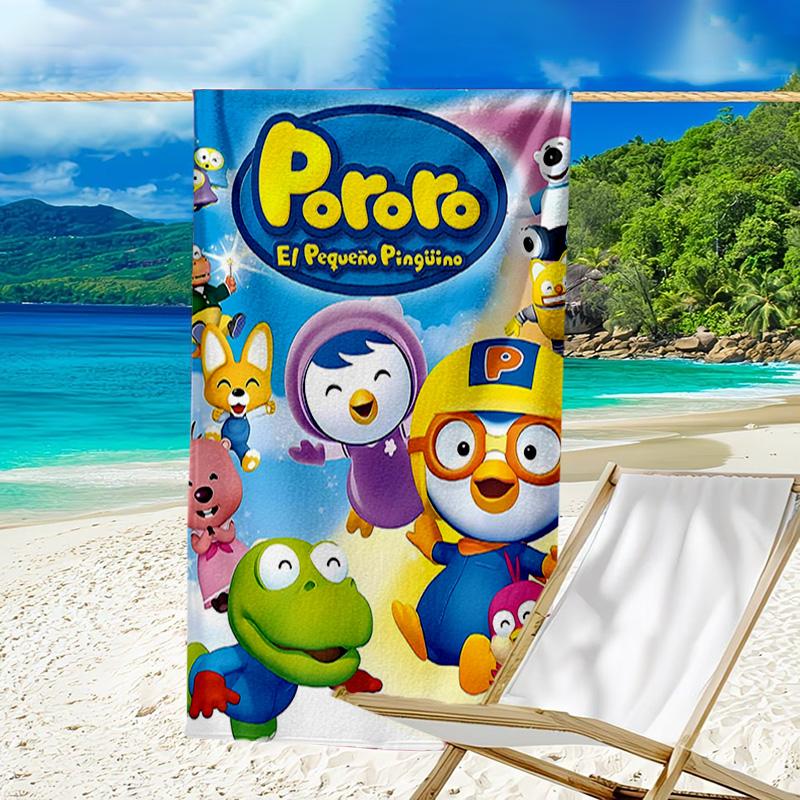 1 шт. Пляжное полотенце Pororo1, Оборудование для пляжа, побережья и бассейна, Модный рисунок, Прямоугольное, Незаменимое в путешествии