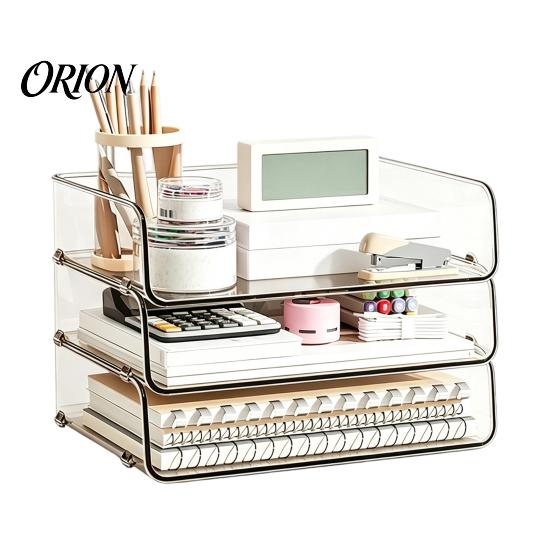 Acrylic File Organizer Clear Tray, 1/2/3/4/5 Tier Paper Ducument Office Storage Box Box, Stackable Supplies Desk Rack Holder