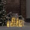Gift Box Decoration 3 pcs Warm White 20 x 20 x 20 cm PET