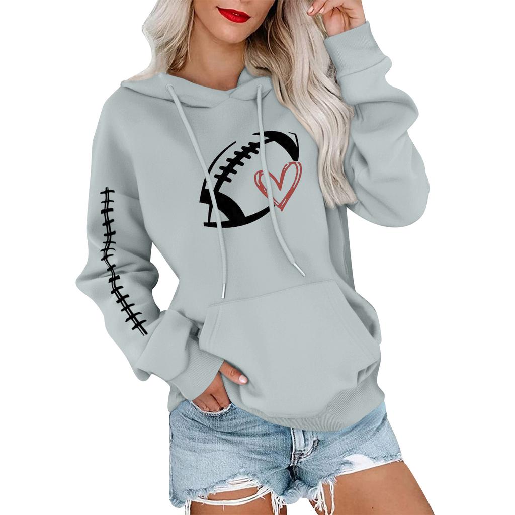 Women's Fashionable, Casual, Comfortable Round-neck, Hooded, Long-sleeved, Rugby-print Warm Sweater