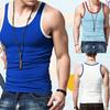 Мужской жилет без рукавов для спортзала с цветными блоками, мужской эластичный быстросохнущий и дышащий летний модный топ S-3XL