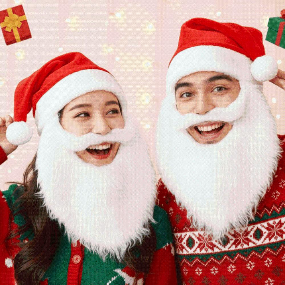 Fake Beard Plush Xmas Cap Long Plush Festive Party Cap Christmas Santa Hat Stage Performance