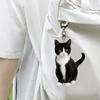1Pcblack And White Cat Keychain, 2D Acrylic Cat Pendant,Double-Sided Design, Animal Key Ring Charm For Backpacks & Gifts
