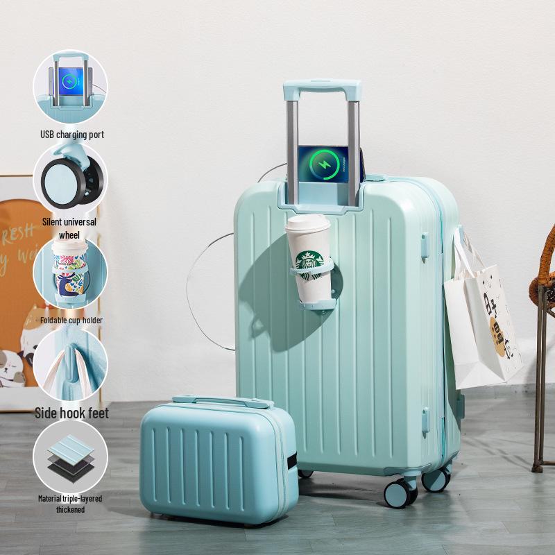 Высококачественный чемодан на колесах: Дорожный чемодан большой вместимости с двухслойной молнией для студентов и мужчин и женщин