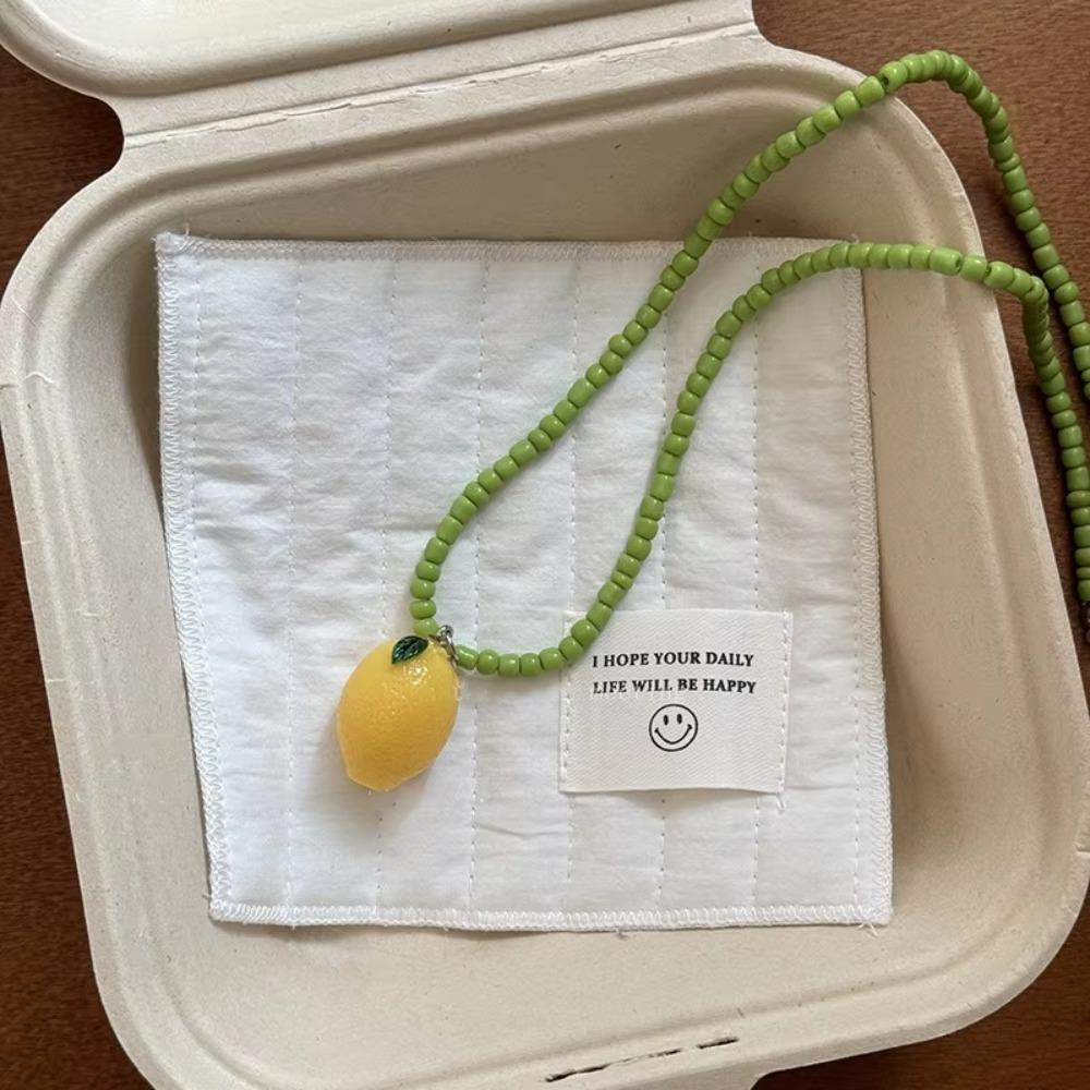 Apple Strawberry Lemon Bead Necklace Fresh Fruit Party Choker Fruits Pendant Necklace Women Girls