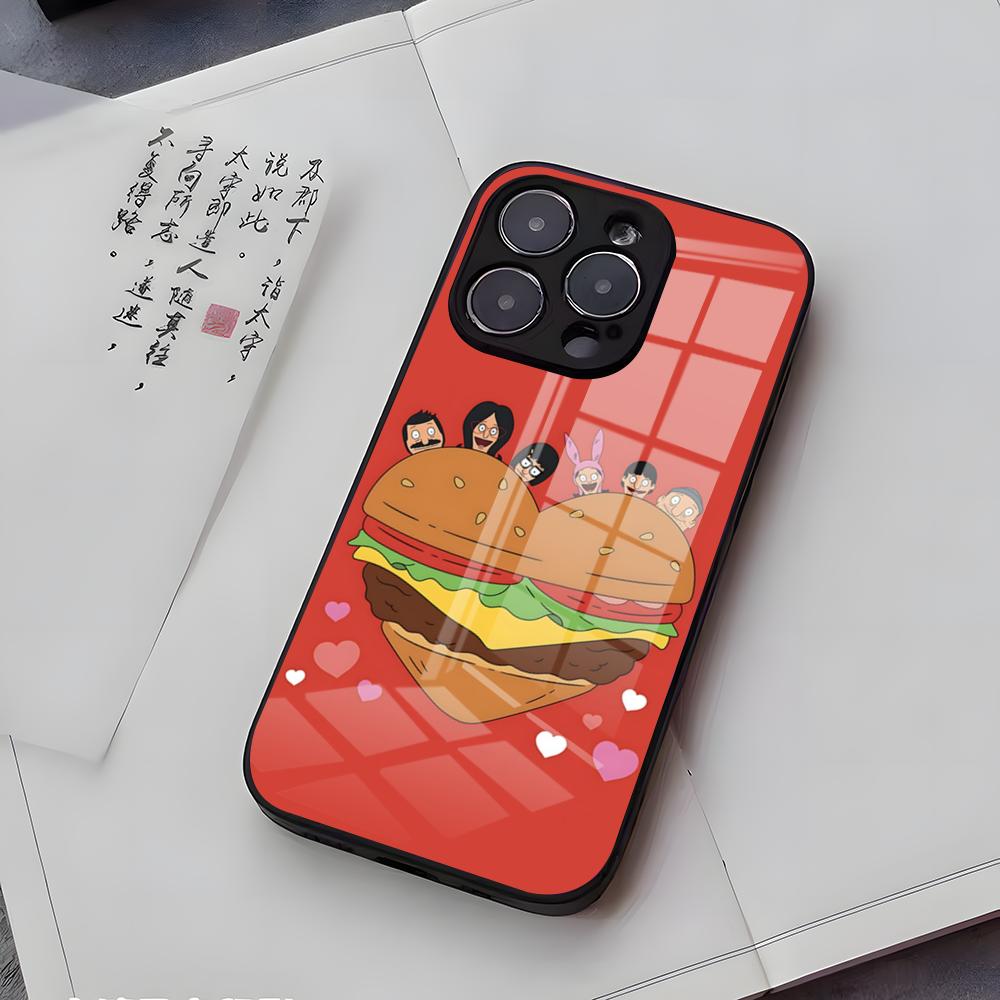 B-Bobs B-Burgers Phone Case For IPhone 17 Air 16 E Pro Max 15 14 13 Mini 12 Pro 11 Max Plus Black Glass Cover