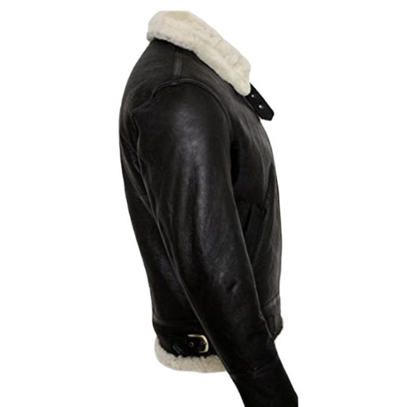 Men's Thickened Fur One-piece Pu Leather Faux Fur Long-sleeved Jacket