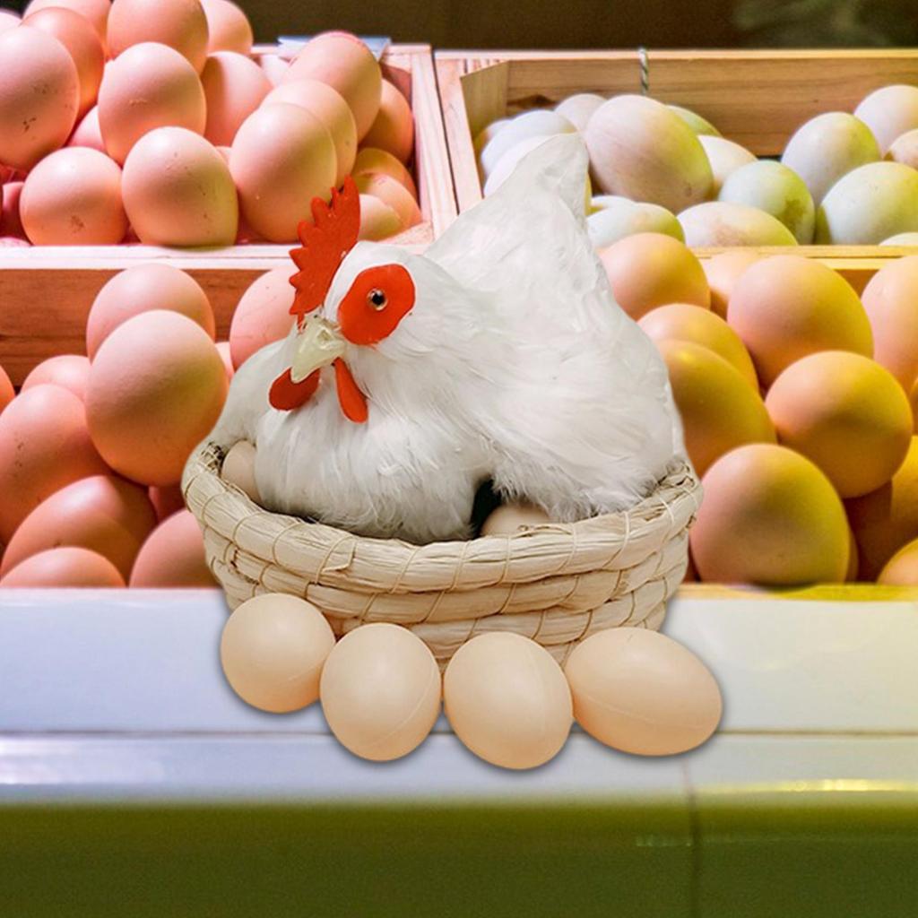 Lifelike Hen Statue Chicken Simulation Model Farm Animal Figurine for Garden Easter Decoration