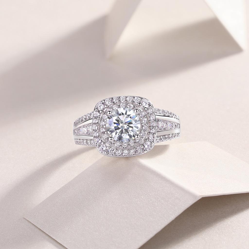 Серебряное кольцо S925 с муассанитом 1 карат, мужское кольцо, ювелирные изделия