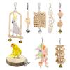 8 Packs Bird Parrots Hanging Swing Cage Toys Natural Wood Bird Climbing Chewing Toy Set
