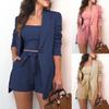 3pcs/Set Office Lady Outfits Long Sleeve Blazer Set Women Solid Color Blazer Coat Shorts Vest Set Woman Sexy Suit Summer Clothes