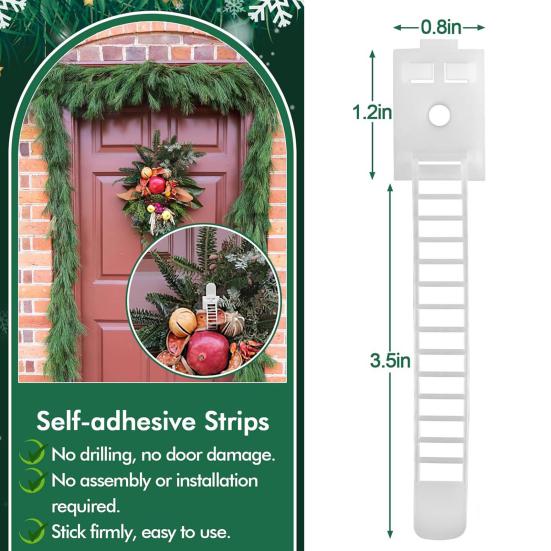 24/48 шт. рождественская гирлянда, вешалка, регулируемые крючки для гирлянд, держатель для рождественских чулок, многоразовые клейкие ремни для декора камина и окна