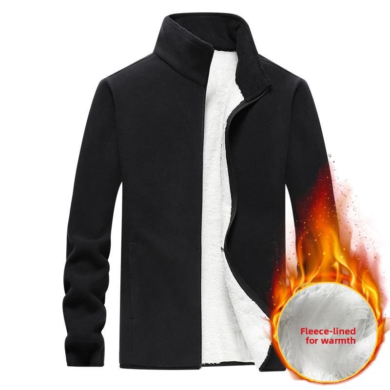 Флисовая куртка большого размера для мужчин Зимняя толстовка из полар-флиса Оверсайз Деловая куртка Джентльмен Стойка воротник