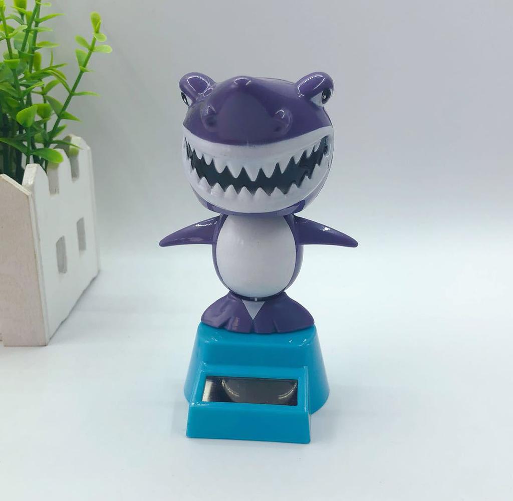 1pc Car Decoration Solar Energy Decoration Shaking Head Doll Cartoon SharShape Decoration Gift Creative Interior Automotive Car