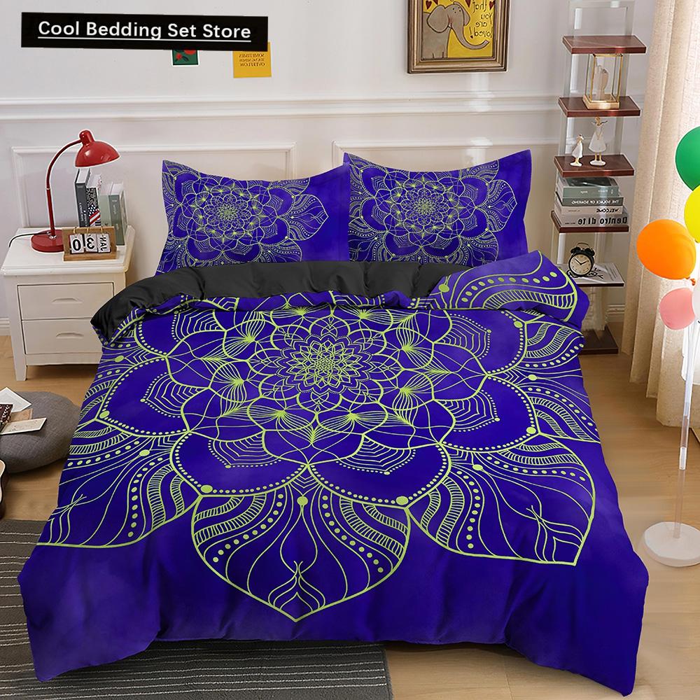 Комплект постельного белья Psychedelic Boho Luxury 2/3 шт. с наволочкой King Mandala пододеяльник Queen одеяло покрывало полиэстер пододеяльник