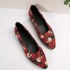 Мода Женская Мода Балетки Осень Новые Остроносые Неглубокий Вырез Тканевая Поверхность С Принтом Мягкая Подошва Нескользящие Низкие Туфли