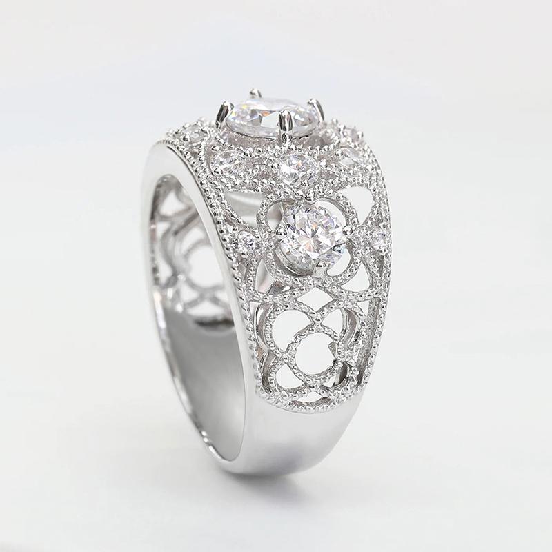 Кольца Huitan Sparkling Crystal для женщин, полные с кубическим цирконием, ажурные, модные женские аксессуары, свадебные украшения