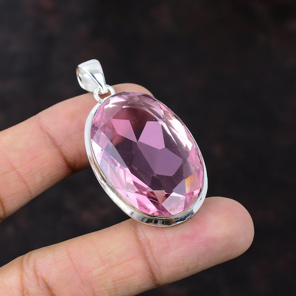 Faceted Pink Kunzite Pendant Unique Jewelry 925 Sterling Silver Pendant Gemstone Handmade Pendant Silver Jewelry Gift For Her Decent Pendant