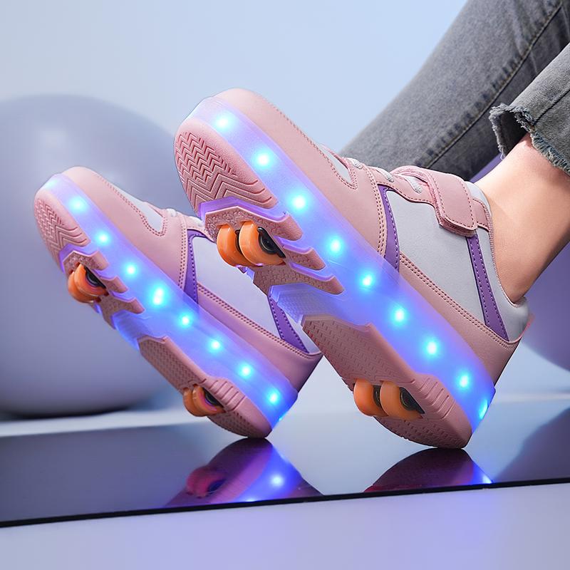 Роликовые ботинки для девочек, четырехколесные, светодиодные фонарики, обувь для скейтборда, обувь для мальчиков