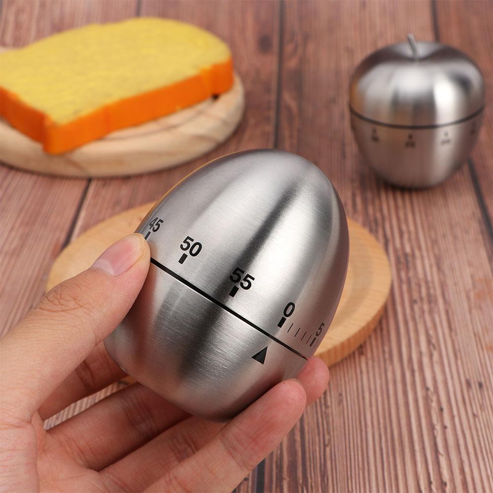 Cute Stainless Steel Egg Shaped Mechanical Visual Countdown Reminder Alarm Clock Kitchen Timer