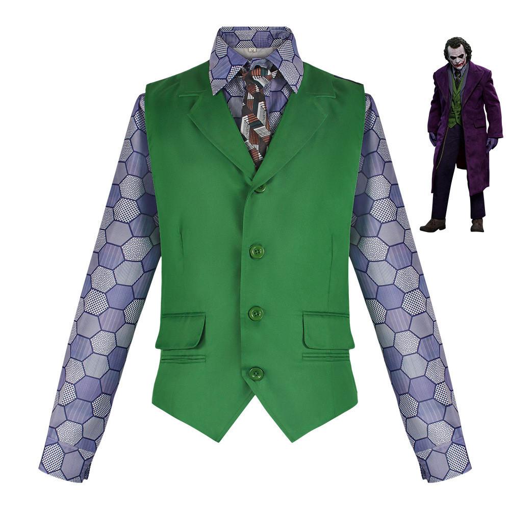 Dark Knight Joker Clown Costume With Shirt Vest Tie Set For Halloween Cosplay