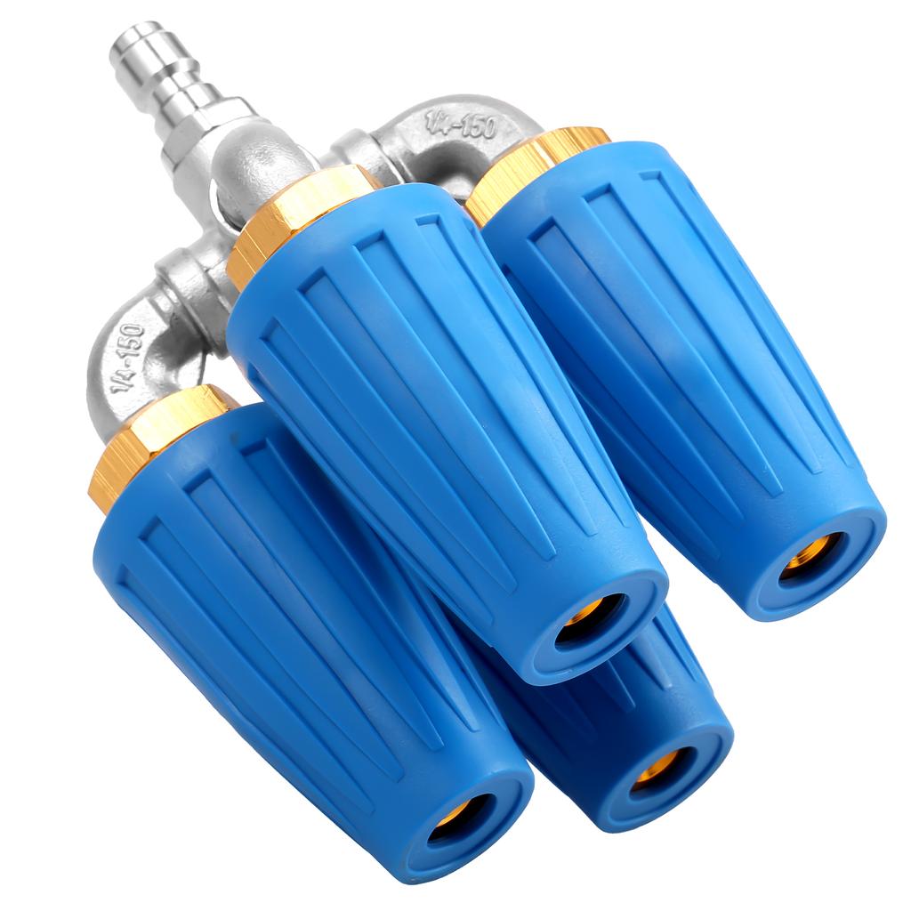 4-в-1 4000 PSI Турбонасадка 360° Вращающаяся Насадка для мойки высокого давления с 1/4-дюймовым быстроразъемным соединителем Четыре насадки Распылительные наконечники