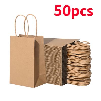 50 шт. Коричневые крафт-бумажные пакеты - крафт-бумажный пакет для покупок, упаковка для выноса выпечки и молочного чая, подарочный пакет на праздник середины осени