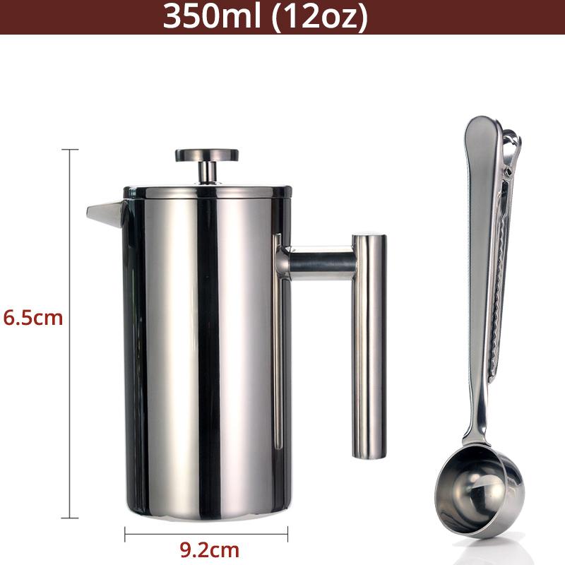 Best French Press Coffee Maker - Double Wall 304 Stainless Steel - Keeps Brewed Coffee or Tea Hot-3 Size with Sealing clip/Spoon